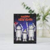 Robo-x9 & Familie vieren het Nieuwjaar! Feestdagenkaart (Staand voorkant)