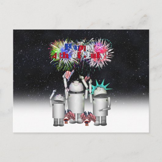 Robo-x9 viert de 4th of July Night Sky Briefkaart (Voorkant)