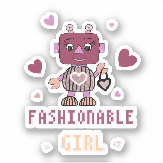Robomeisje Sticker (Voorkant)