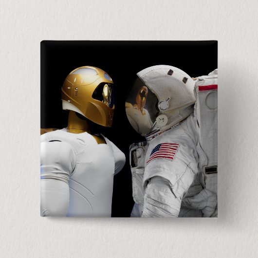 Robonaut 2, een handige, humanoïde astronaut hel 3 vierkante button 5,1 cm (Voorkant)