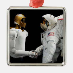 Robonaut 2, een handige, humanoïde astronaut hel metalen ornament
