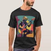 RoboRiff Rebellion: Abstracte Punk rockerrobot T-shirt (Voorkant)