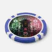 Robot 1 blauw 10 gestreepte pokerchip (Enkel)