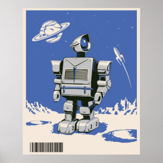  robot 1 blauw poster