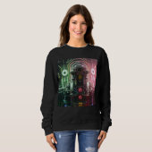 Robot 1 dames zwart sweatshirt (Voorkant volledig)