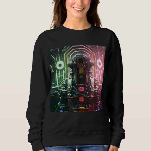 Robot 1 dames zwart sweatshirt (Voorkant)