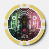 Robot 1 gele 500 gestreepte pokerchip (Voorkant)