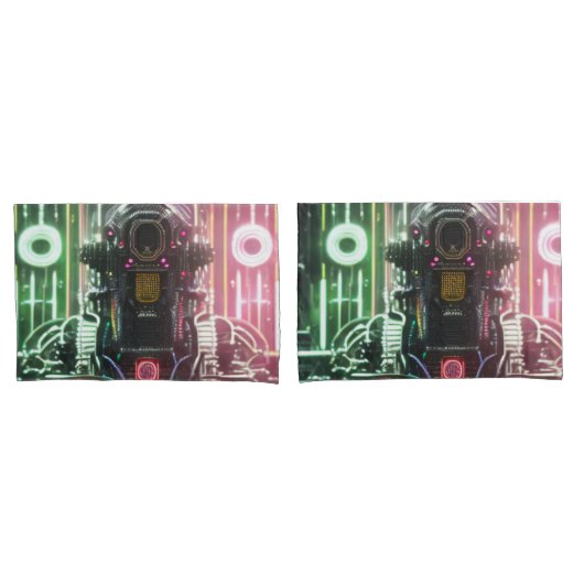 Robot 1 grijs standaard kussenslopen paar (Voorkant-Set)