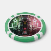 Robot 1 groene 25 gestreepte pokerchip (Enkel)