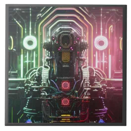 Robot 1 grote keramische tegel tegeltje (Voorkant)