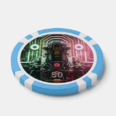 Robot 1 lichtblauw 50 gestreepte pokerchip (Enkel)