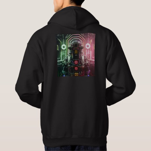 Robot 1 mannen zwart sweatshirt met capuchon (Achterkant)
