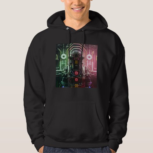 Robot 1 mannen zwart sweatshirt met capuchon (Voorkant)