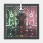 Robot 1 ornament van vierkant glas (Voorkant)