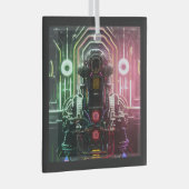 Robot 1 ornament van vierkant glas (Voorkant Rechts)