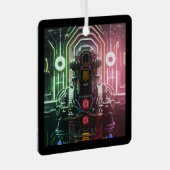 Robot 1 ornament van vierkante metaal (Voorkant Rechts)