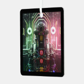 Robot 1 ornament van vierkante metaal (Voorkant links)