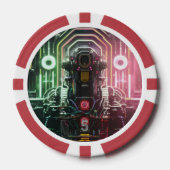 Robot 1 rood 5 gestreepte pokerchip (Voorkant)