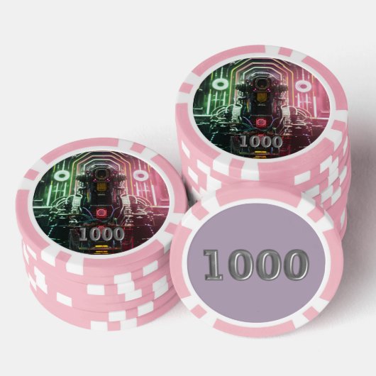 Robot 1 roze 1000 gestreepte pokerchip (Opstapeling)
