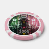 Robot 1 roze 1000 gestreepte pokerchip (Enkel)
