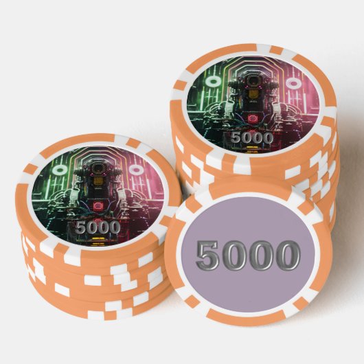 Robot 1 sinaasappel 5000 gestreepte pokerchip (Opstapeling)