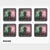 Robot 1 vierkante sticker (Vel)