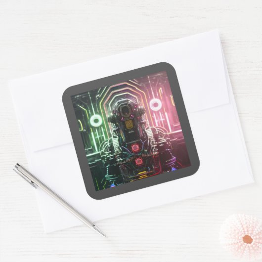 Robot 1 vierkante sticker (Envelop)