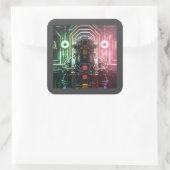 Robot 1 vierkante sticker (Tas)