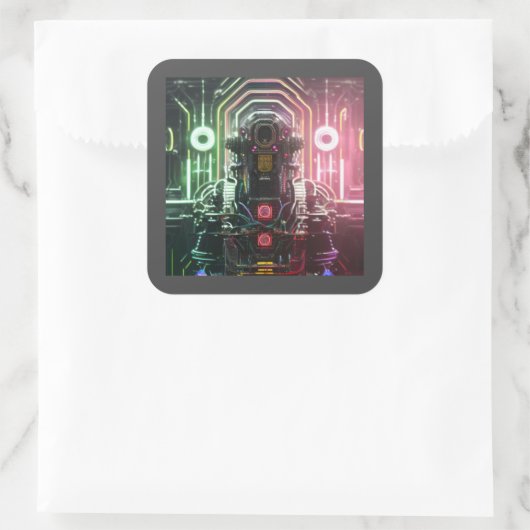 Robot 1 vierkante sticker (Tas)