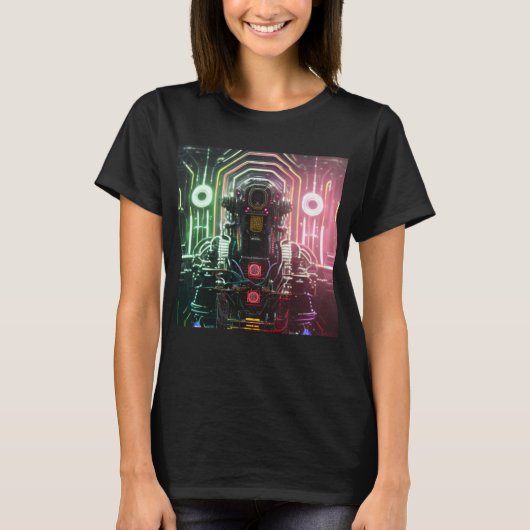 Robot 1 vrouwen zwart T-shirt (Voorkant)