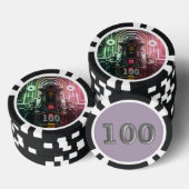 Robot 1 zwart 100 gestreepte pokerchip (Opstapeling)