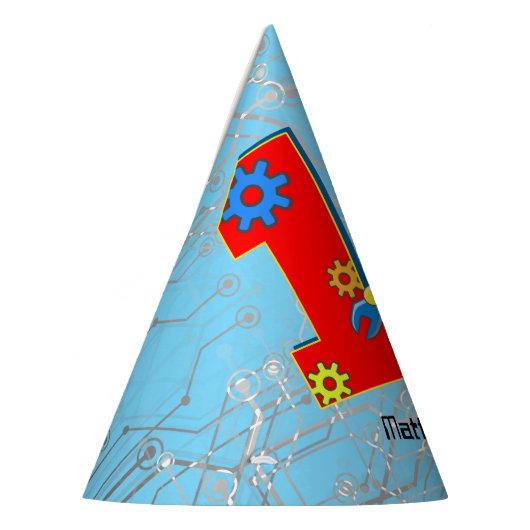 Robot 1ste verjaardag feesthoedjes (Links)