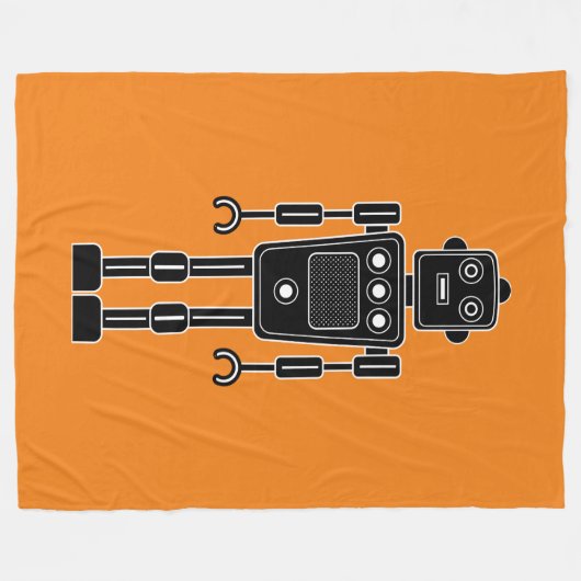 Robot 270620/011 - Zwart en wit op Sinaasappel Fleece Deken (Voorkant (Horizontaal))