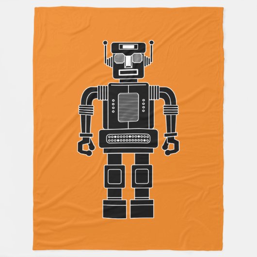 Robot 270620/04 - Zwart-wit op Sinaasappel Fleece Deken (Voorkant)