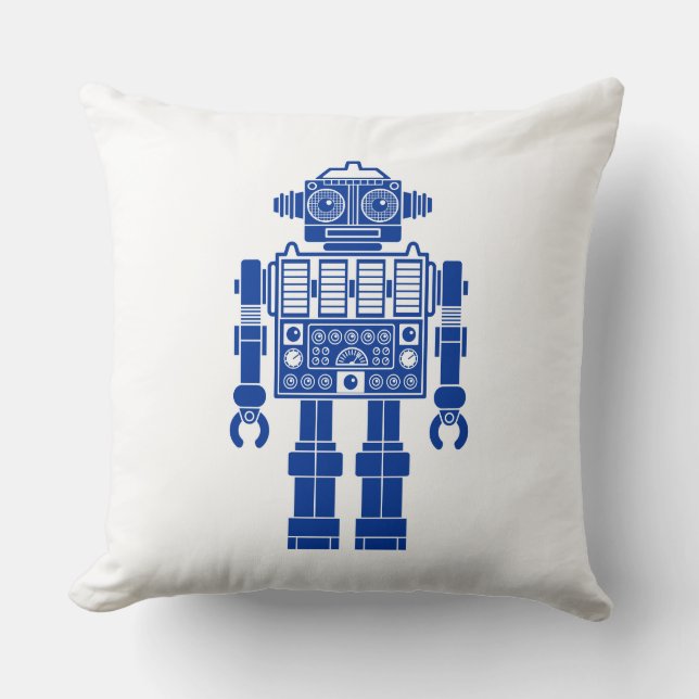 Robot 270620/08 - Navy Blue en White Sierkussen (Voorkant)