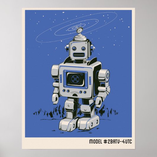 Robot 2 blauw Poster (Voorkant)