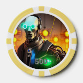 Robot 2 gele 500 gestreepte pokerchip (Voorkant)