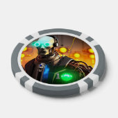Robot 2 grijs 1 gestreepte pokerchip (Enkel)