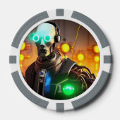 Robot 2 grijs 1 gestreepte pokerchip (Voorkant)