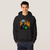 Robot 2 mannen zwart hooded sweatshirt (Voorkant volledig)