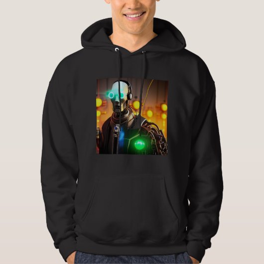 Robot 2 mannen zwart hooded sweatshirt (Voorkant)