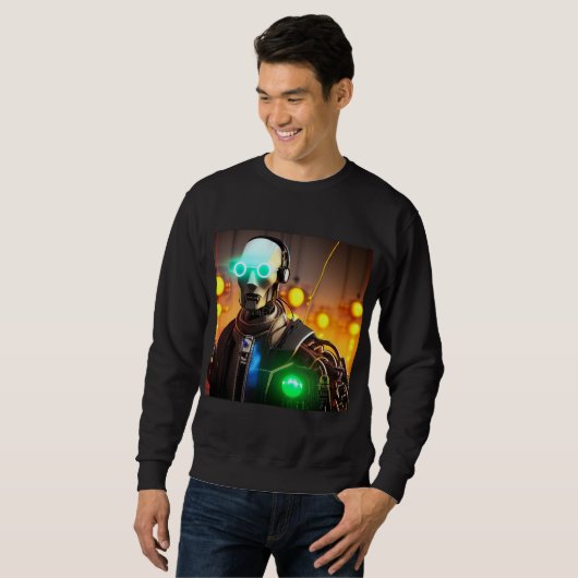 Robot 2 mannen zwart sweatshirt (Voorkant volledig)