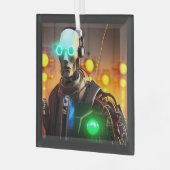 Robot 2 ornament van vierkant glas (Voorkant links)