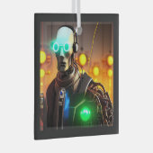 Robot 2 ornament van vierkant glas (Voorkant Rechts)