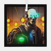 Robot 2 ornament van vierkant glas (Achterkant)