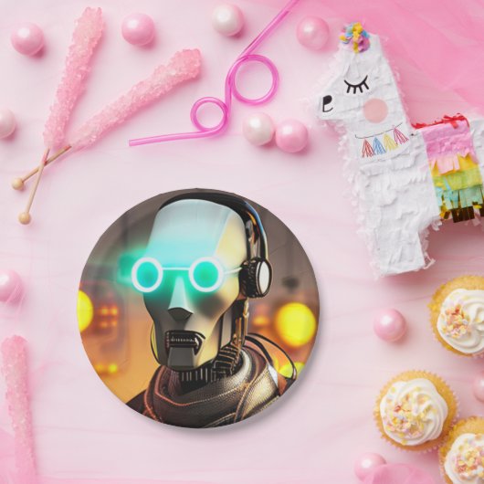 Robot 2 papieren borden bordje (Feest)