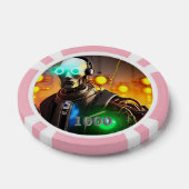 Robot 2 roze 1000 gestreepte pokerchip (Enkel)