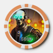 Robot 2 sinaasappel 5000 gestreepte pokerchip (Voorkant)