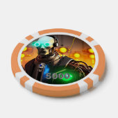 Robot 2 sinaasappel 5000 gestreepte pokerchip (Enkel)