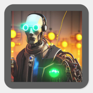 Robot 2 vierkante stickers